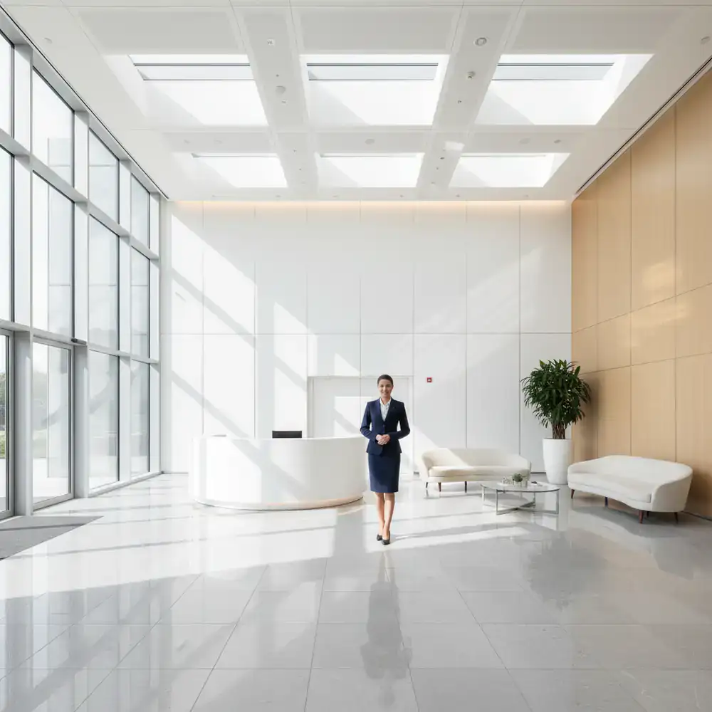 Spotless modern commercial facility lobby